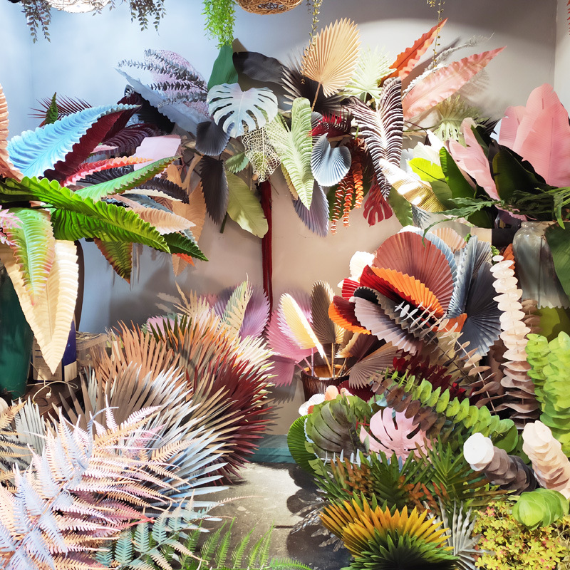 仿真芭蕉叶扇葵叶龟背叶 热带雨林婚庆造景店面绢花彩色塑胶摆放