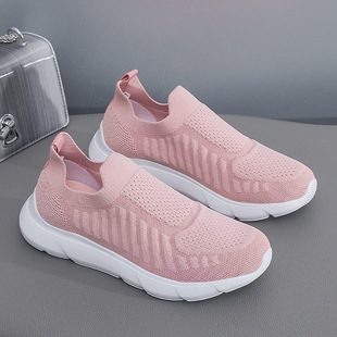 Mother Shoes Summer Soft Sole Slip-on Old Beijing Cloth Shoes Breathable Mesh Surface Soft Sole Mesh Shoes for Middle-aged and Elderly Women's Shoes