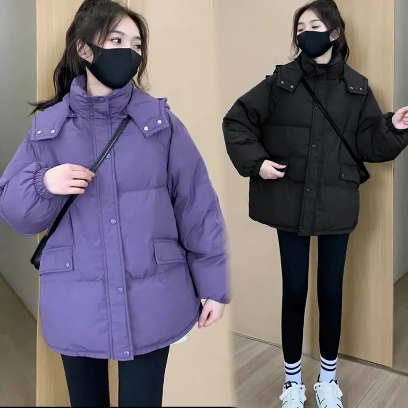 Hooded Loose Thickened down Jacket for Women 2026 Winter New Slim-Fit Petite White Duck down Puffer Coat Trendy