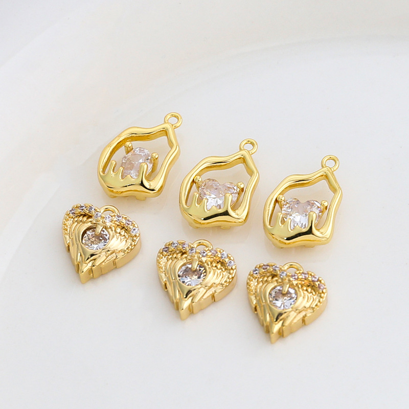 Pendant Jewelry Making Type 1 Piece Copper Zircon Irregular Heart Shape Pendant