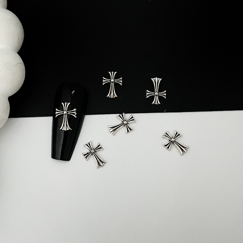 Crow Heart Nail Art Accessories Retro Alloy Punk Style Cross Scout Flower Hexagonal Star Metal Nail Decorations Crow Heart Nail Art Accessories Retro Alloy Punk Style Cross Scout Flower Hexagonal Star Metal Nail Decorations