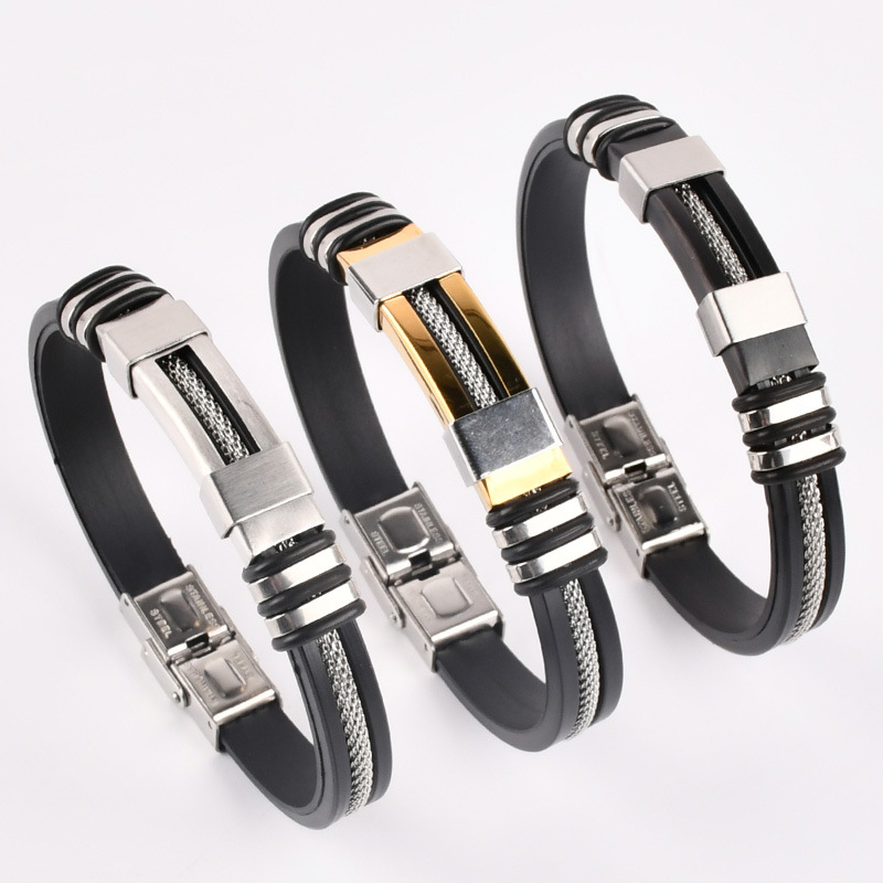 fashionable silicone bracelet stainless steel