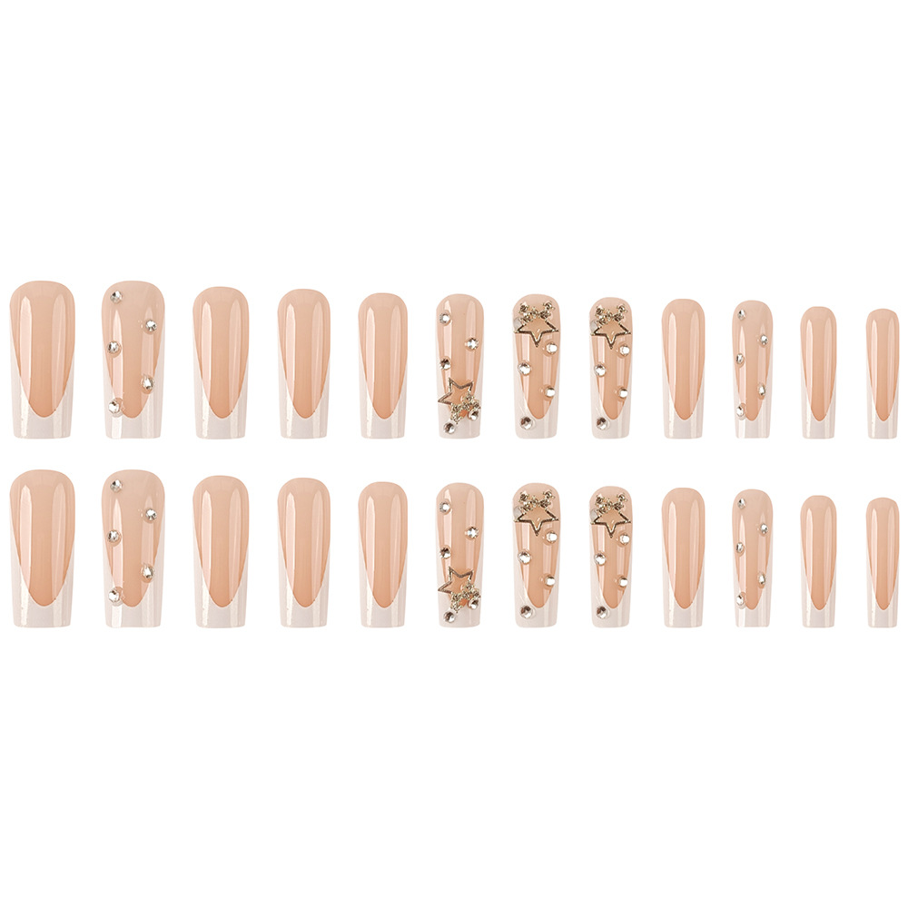Europa y los Estados Unidos de venta larga uña blanca francesa estrellas perforación de uñas pegatinas de uñas comercio exterior dulce y cool usar uñas image 6