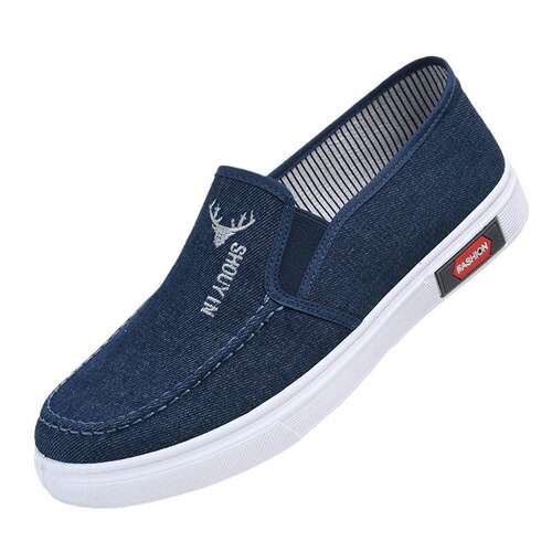 Men's Casual Cloth Shoes, Slip-On Soft Bottom Men's Shoes with Cowhide Sole, Bean Shoes