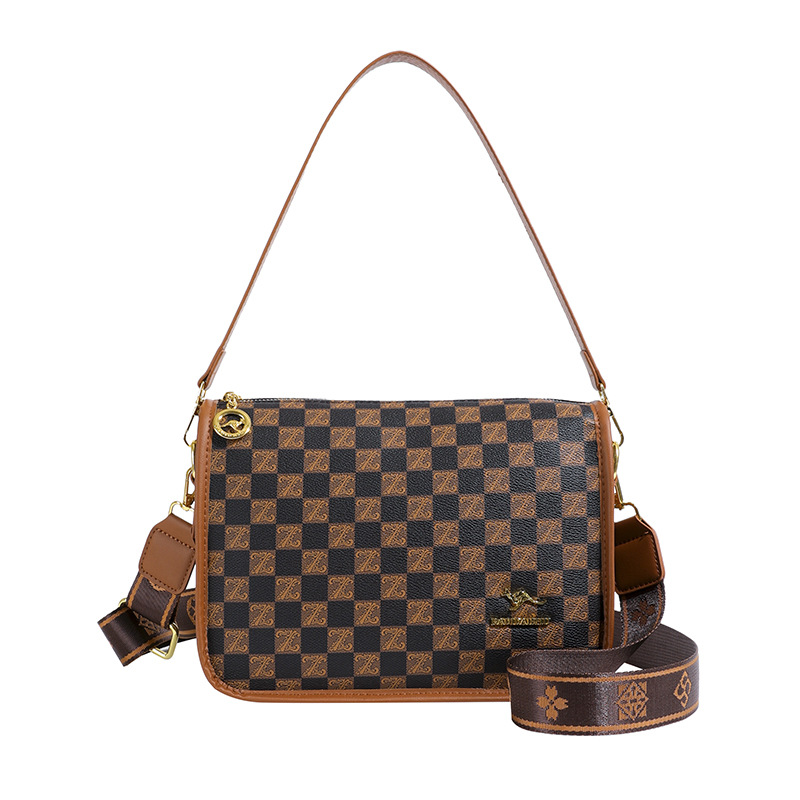 Bolso de hombro clásico de ajedrez, estilo de moda, temperamento casual, nicho de diseño de alta calidad, bolso de hombro de textura para mujeres