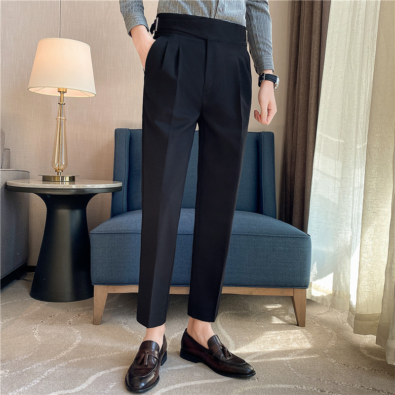 Pantalones Casuales de Pierna Recta y Cintura Alta Estilo Napolitano para Hombre, con un Toque de Lujo, para Comercio Exterior