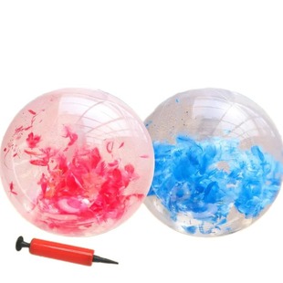 Manufacturers supply pvc transparent ball feather filled beach ball ins Internet celebrity photography water toy shiny crystal