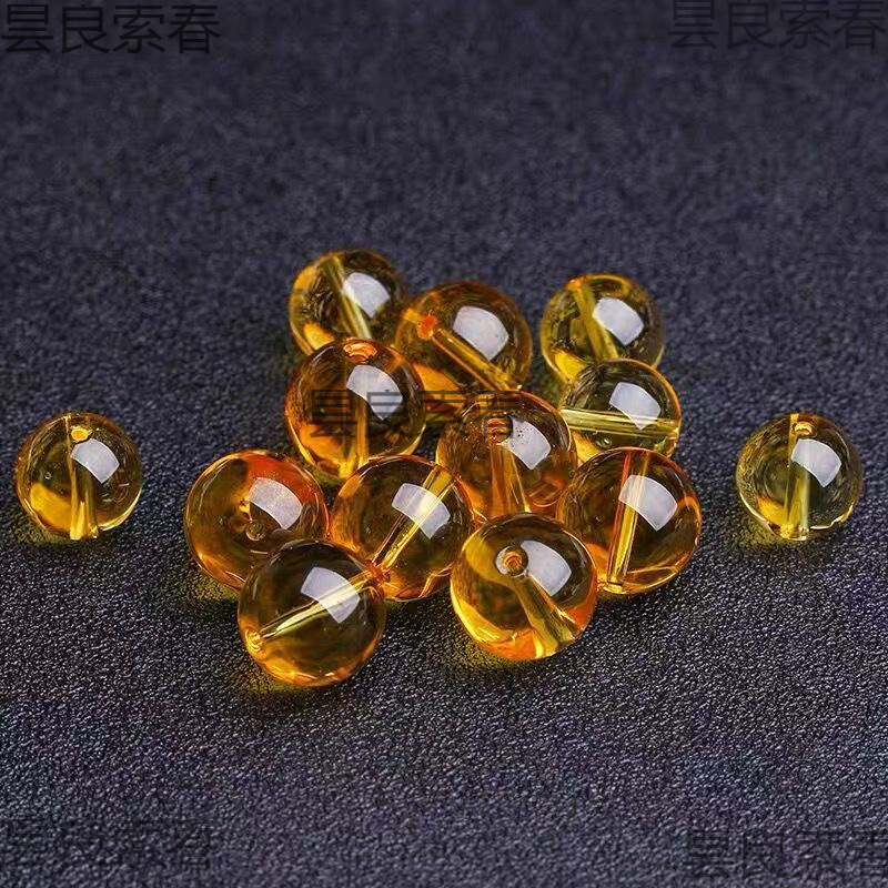 7A收藏级天然黄水晶散珠珠子巴西全净体单珠单颗手串配珠串珠隔珠|undefined