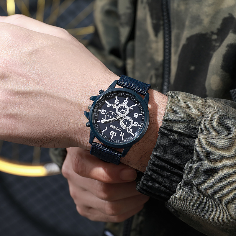 Transfronterizo caliente nueva moda reloj militar reloj de cuarzo calendario correa de nylon reloj de moda elegante de los hombres