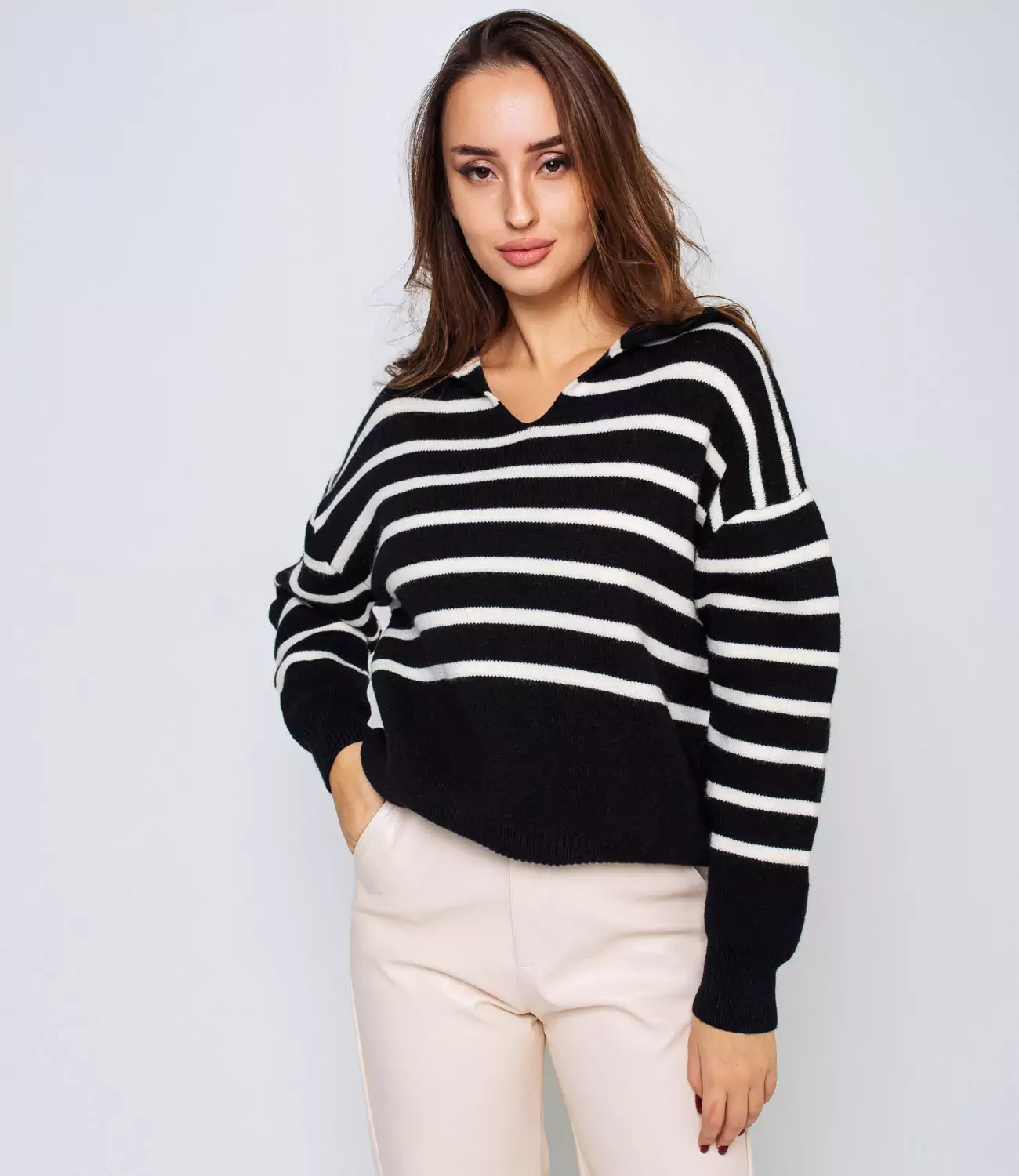 Maglione 2024 scollo quadrato casual a righe lavorato a maglia autunno/inverno stile casual per le donne_voghion.com