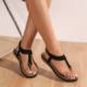 Women's summer European and American flat flip-flops beach shoes soft bottom cross-border plus size sandals new bohemian style women's shoes