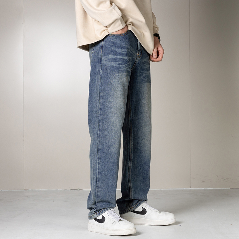 Pantalones de moda de la marca del todo-fósforo pantalones vaqueros de los hombres retro de la calle suelta pantalones con estilo 2023 Otoño e Invierno nuevos pantalones de los hombres