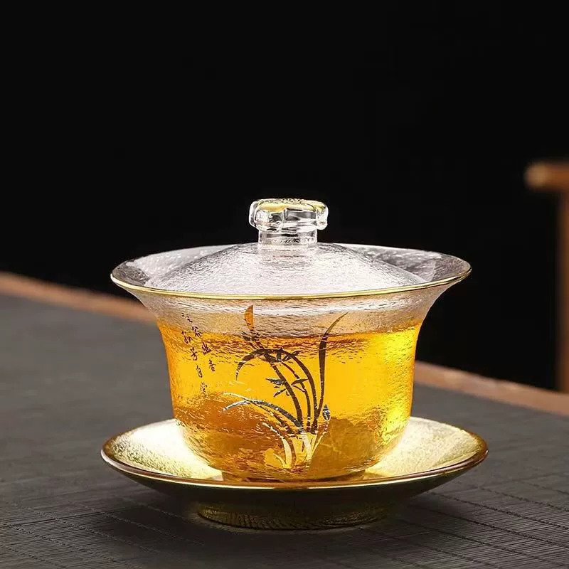 Japanese with a forged pattern glass set, tea cup