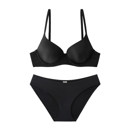 Cross-border hot-selling large breasts slimming seamless thin underwear women's soft steel ring comfortable bra push-up bra set