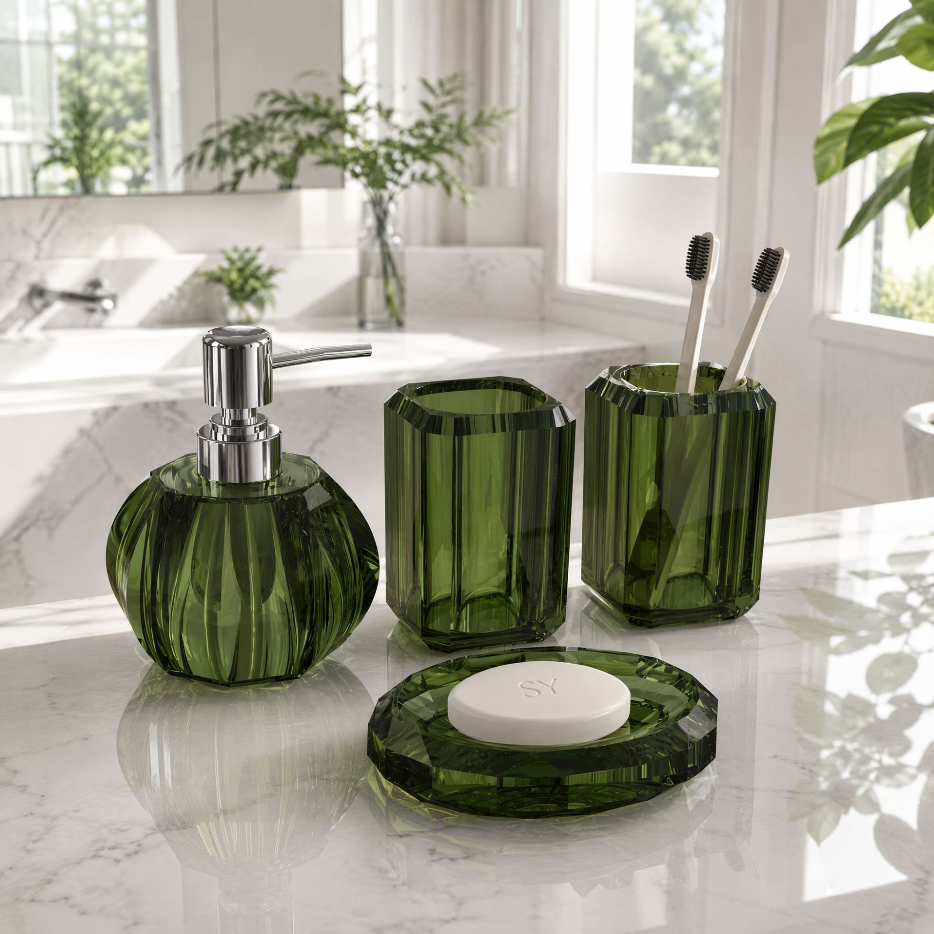 Juego de 4 Piezas Dosificadoras para Baño de Acrílico con Diseño de Calabaza