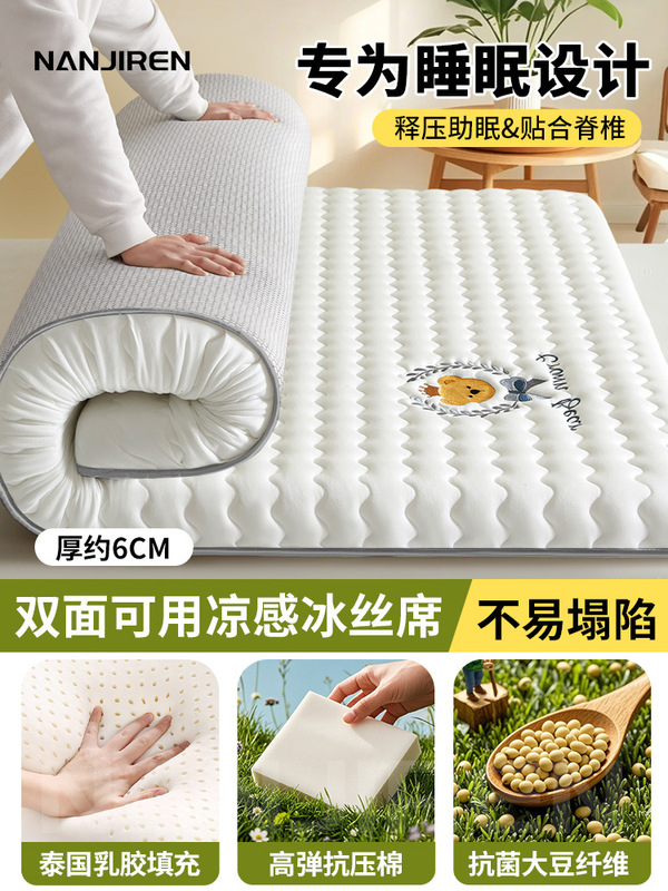 夏季冰丝凉席床垫遮盖物软垫学生宿舍冬夏两用榻榻米180x200垫子|undefined