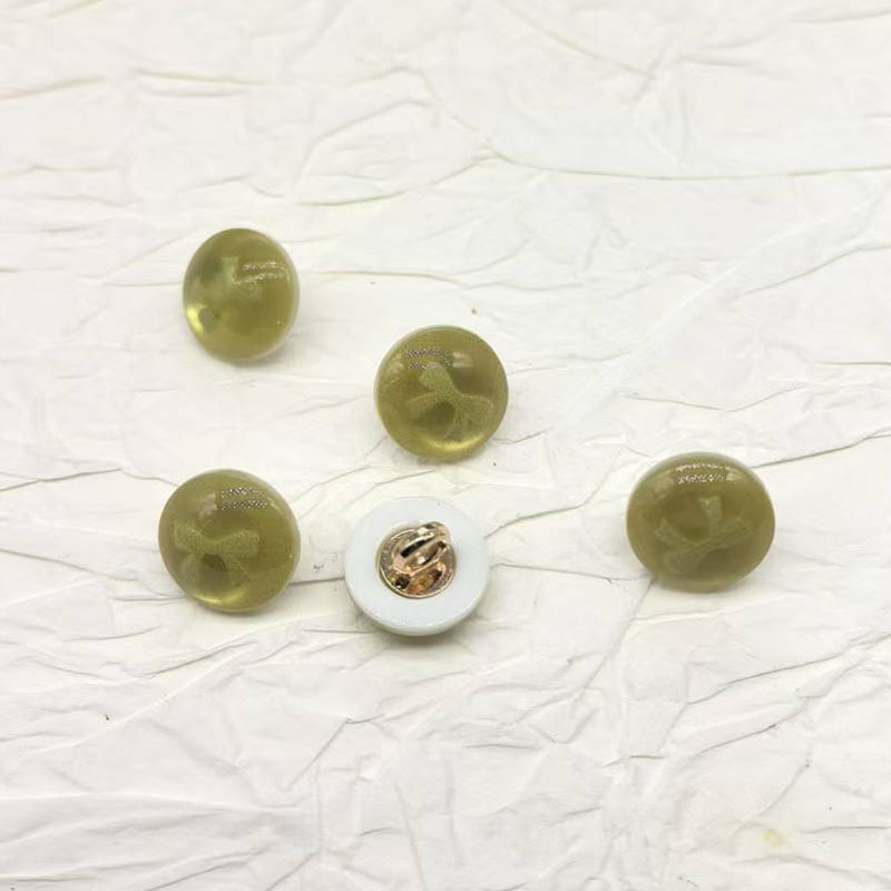 新しい中国風の手作り粘着合金足樹脂ボタン弓半透明樹脂アクセサリー DIY 装飾ボタン|undefined