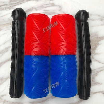 Motorcycle Handle Cover – anti-freeze rubber covers, scooter plush - two-color-handlebar-grips-in-red-and-blue-black-brake-grips