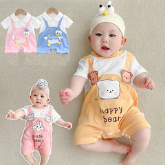 超萌可愛嬰兒連體衣男女寶寶哈衣新生兒童包屁衣薄款短袖爬服夏季