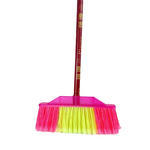 Single School Household Hard Plastic Broom with Straw Bristles, Environmental Protection Water Sweeping Outdoor Broom Head, Wooden Handle Ordinary Broom