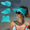 沙灘遮陽帽女2022春夏新款空頂帽子50+太陽防曬帽女士戶外運動帽