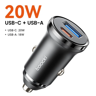 C Car Mobile Phone Charging, Mobil şarj cihazları - toocki-fast-charging-20w-car-charger-ac-black-english-bag