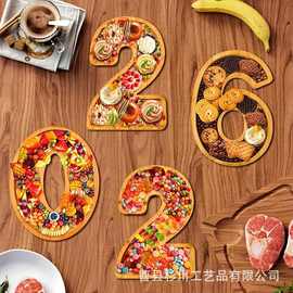 2026字母托盘跨境新年派对水果零食糖果盘摄影道具甜品蛋糕餐盘