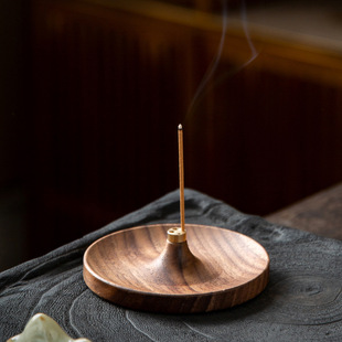 Incense Stick Incense North American Black Walnut Solid Wood Tea Ceremony Incense Burner Chinese Base Agarwood Tray Holder Home Tea Room