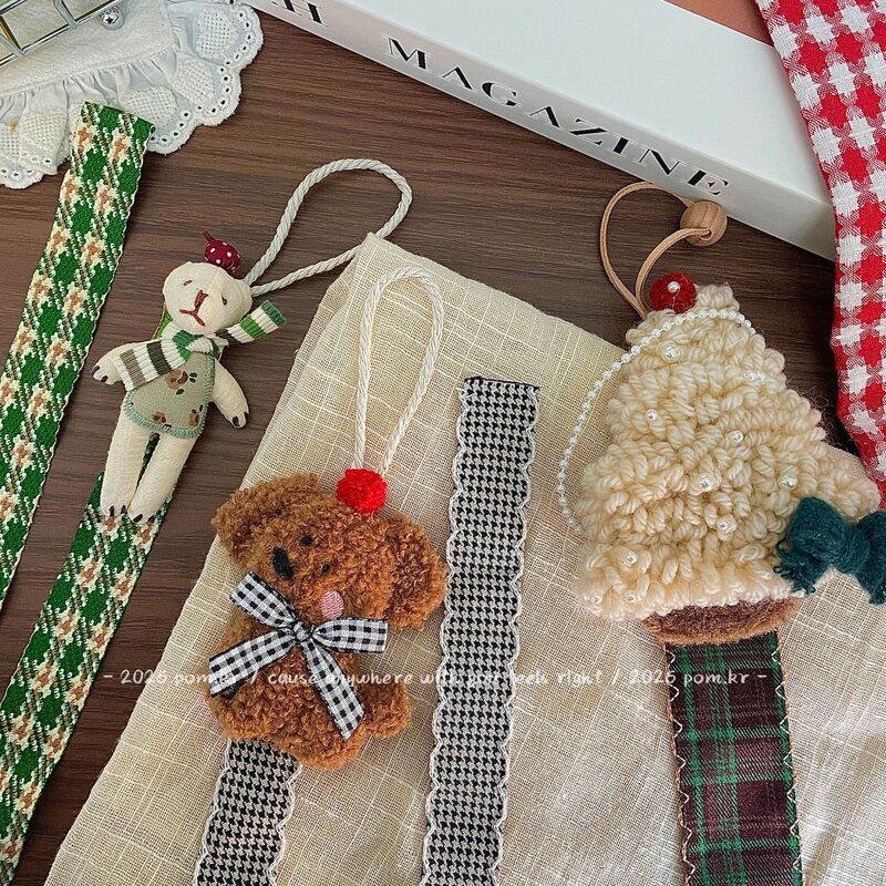 New Korean-Style Forest-Themed Fabric Cartoon Doll Pendant Christmas Ornament Hairpin Cute Versatile Accessory Storage Belt for Women