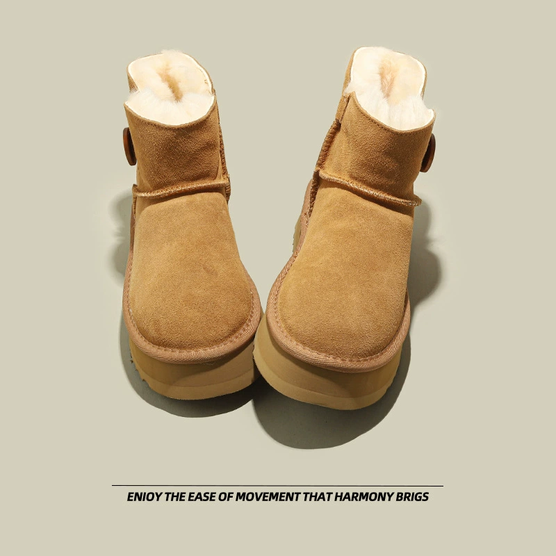 Winter non-slip low boots platform, shoes, genuine leather