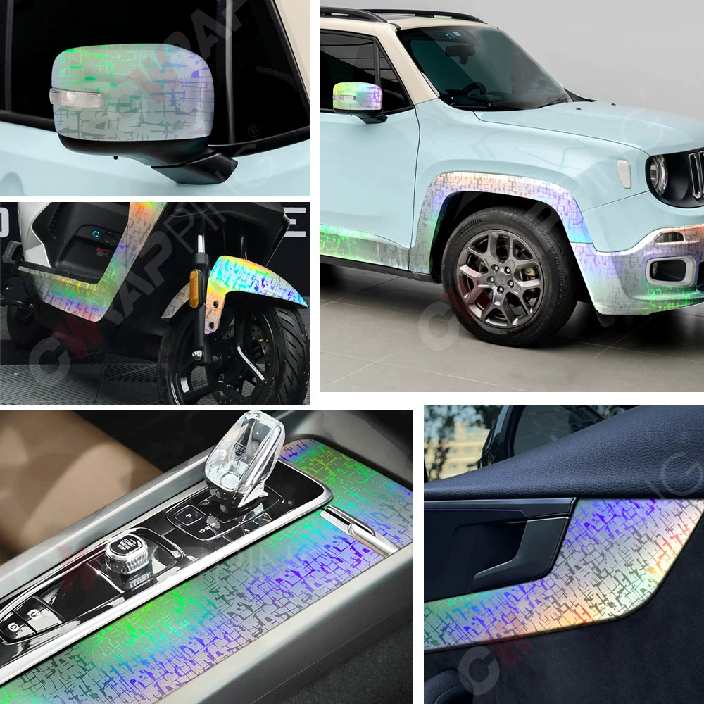 Новые трансграничные лазерные наклейки с майяским узором, меняющая цвет кузова автомобиля, пленка для интерьера, центральное управление, капот, мебельные наклейки