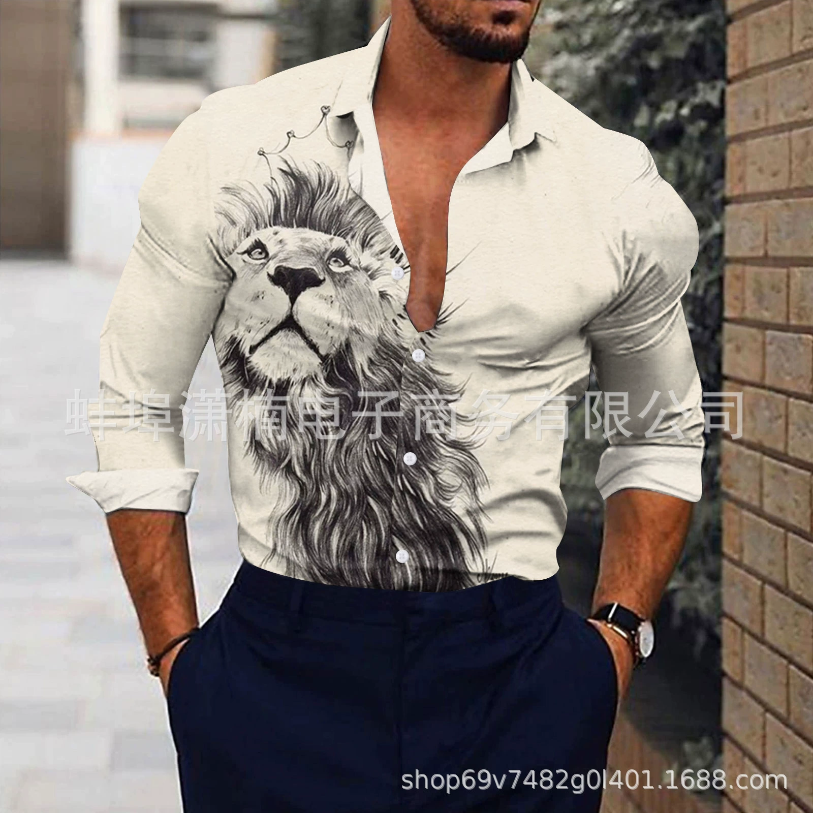 Fashionable shirt for leisure, long-sleeve, 2023, European style, oversize