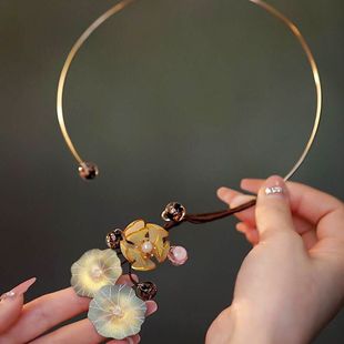 Guofeng Lotus Collar Necklace Cheongsam Hanfu Accessories Chinese Niche Design Sense Antique Necklace Necklace