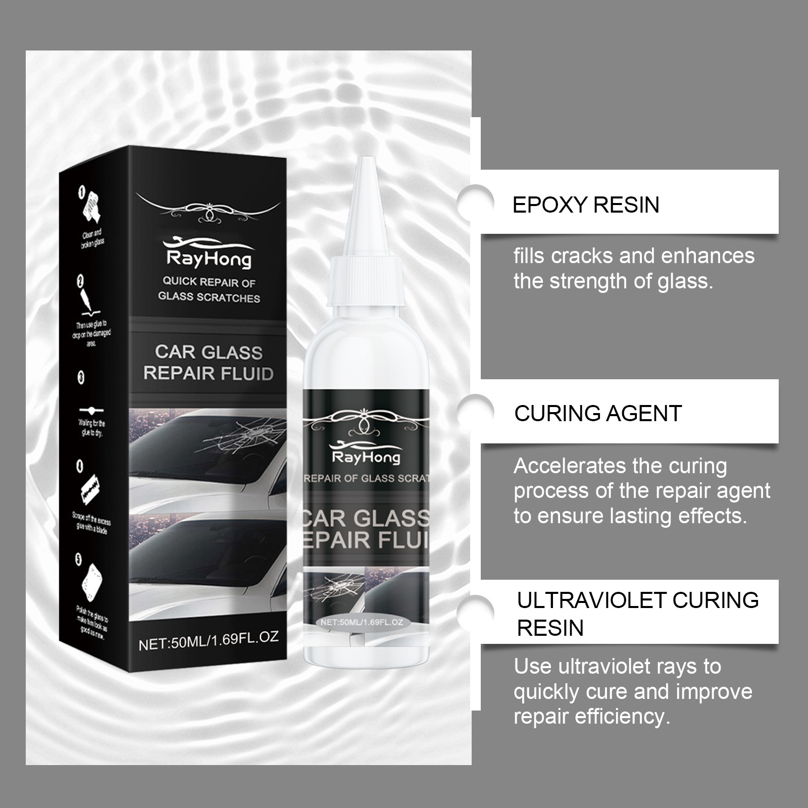 Rayhong Car Glass Care Glue Glass Nano Care Solution Quick Care Crack Glass Care Glue