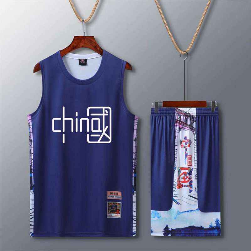 Trendy Chinese Style Basketball Clothing suit Men's and Women's Summer College Students Children's Sports Training Vest Jersey Printing Printing