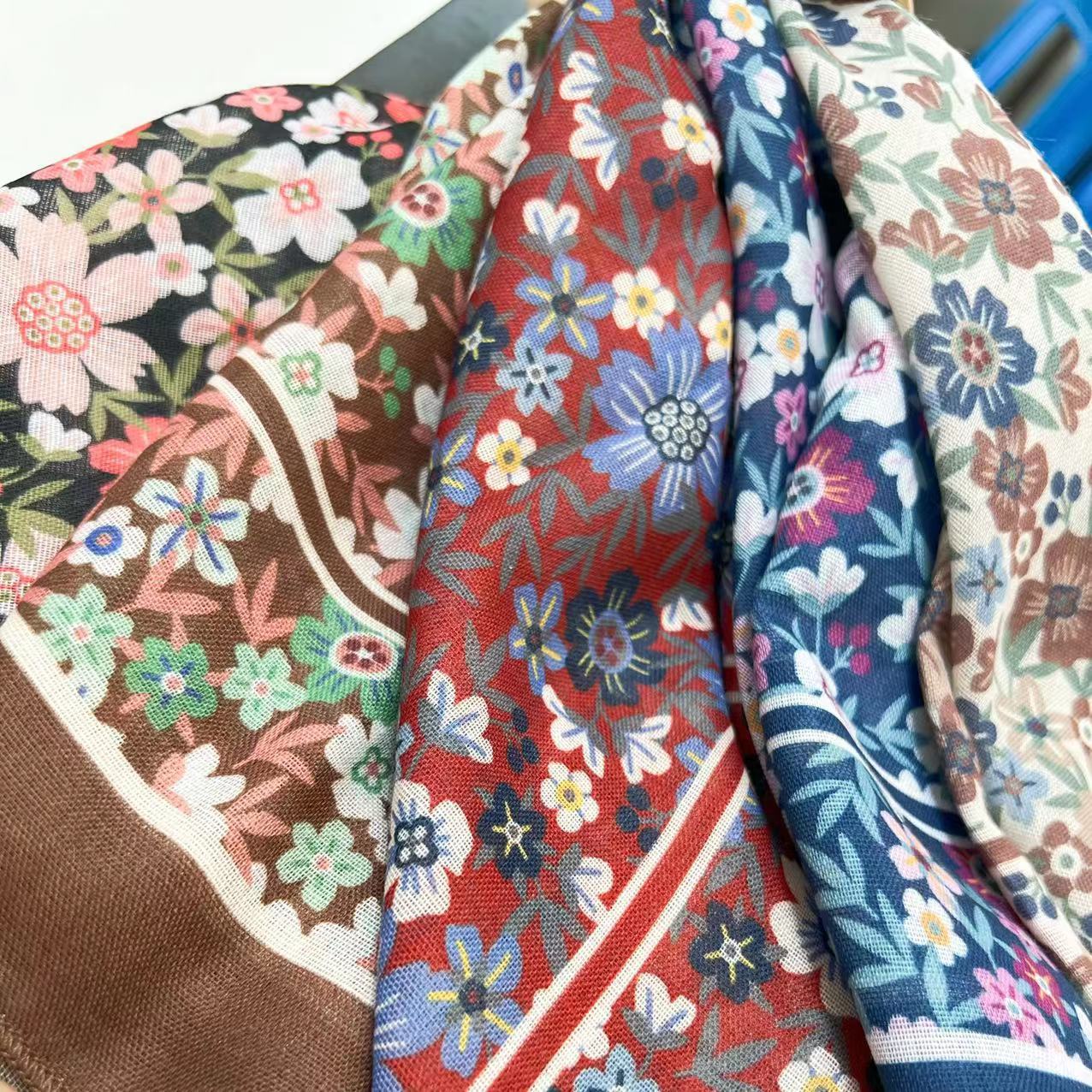 60g Weight Kerchief Classification Daily Occasion cotton and linen Material Flower Pattern Summer Season Women's Gender IG Style Style Women's IG Style Flower Cotton And Linen Kerchief 165