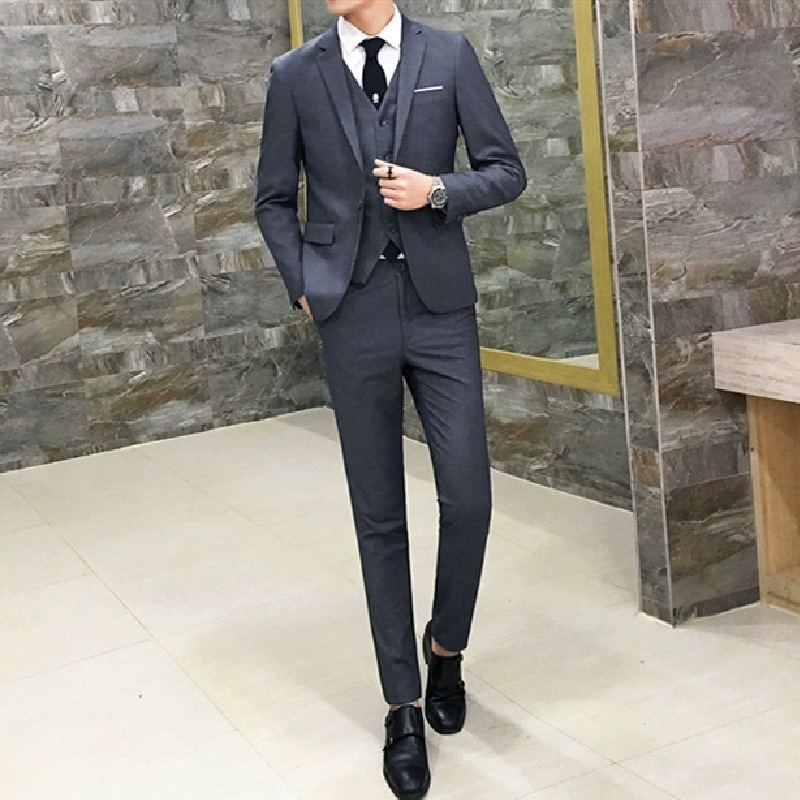 Traje de hombre traje de cuello de solapa traje formal de negocios para hombres y mujeres desgaste de negocios un botón Banco Hotel trajes