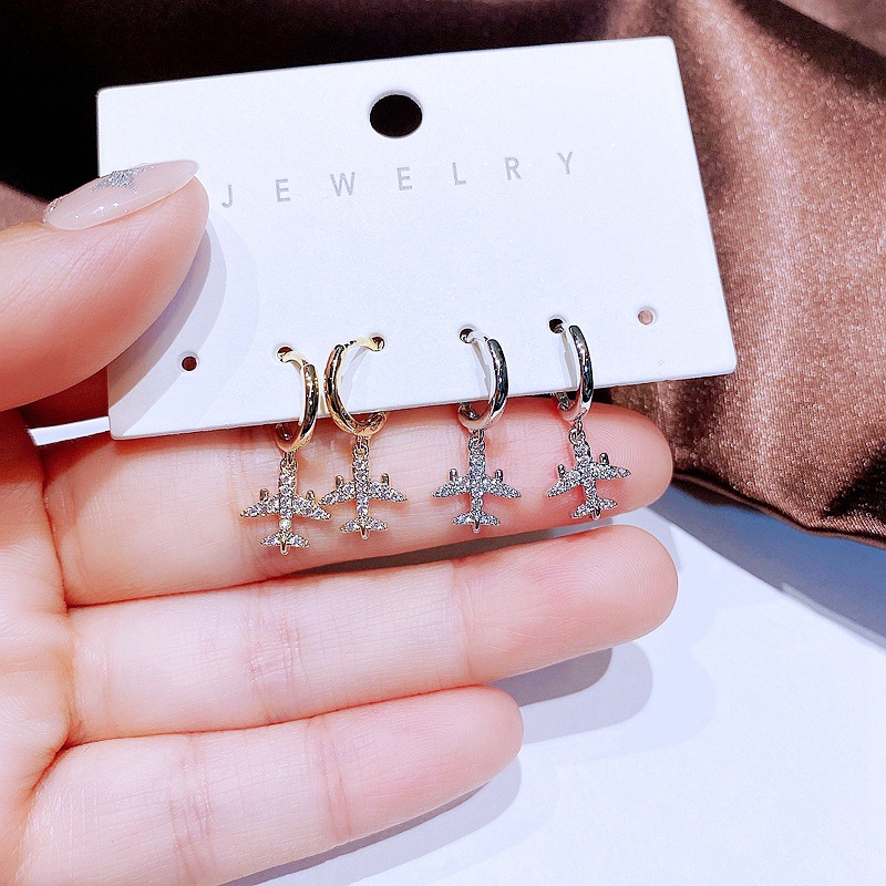 Womenu0027S Fashion Airplane Copper Earrings Inlaid zircon Zircon Drop Earrings