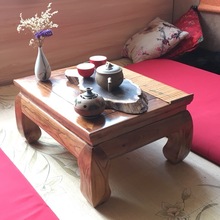 小炕桌日式榻榻米禅意简约茶几飘窗老榆木实木家用新中式矮茶桌
