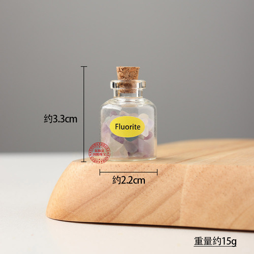 Natural crystal gravel raw stone glass bottle drifting lucky wishing bottle collection and storage children's mineral label manufacturer wholesale