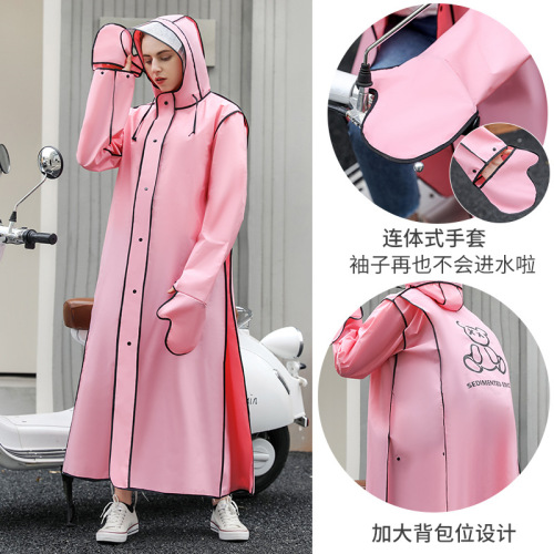 eva raincoat wholesale customized long full body waterproof electric bike single person car separation female student riding raincoat 