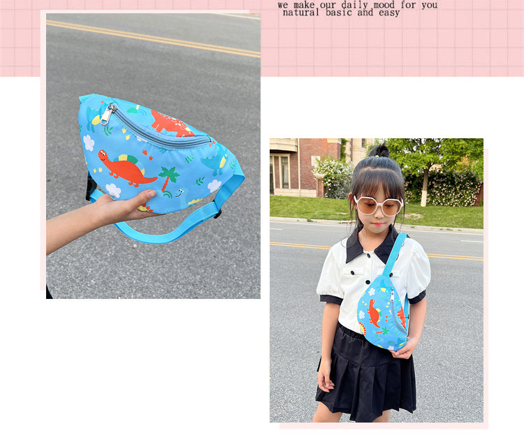 Fashionable boy and girl waist bags, trendy gift bags, children's chest bags, new cartoon dinosaur unicorn single-shoulder crossbody bags details Picture