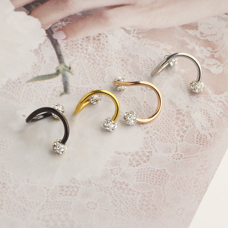 New Korean Geometric Star Stainless Steel Ear Stud 16G S Rod Body Piercing Jewelry detail image 8
