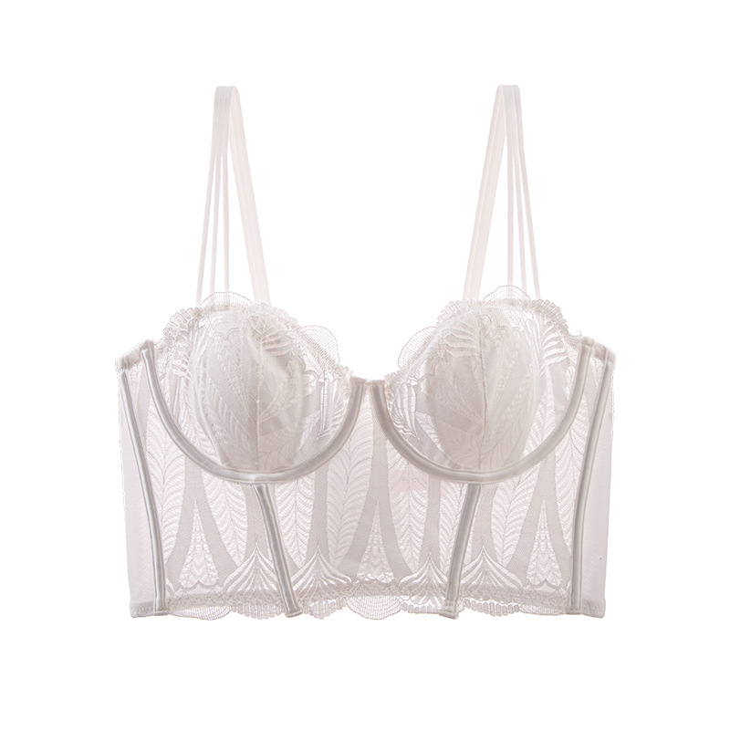 Belleza espalda ropa interior orejas de conejo sujetador espina de pescado pecho grande adelgazamiento ropa interior delgada anti-flacidez encaje francés ropa interior