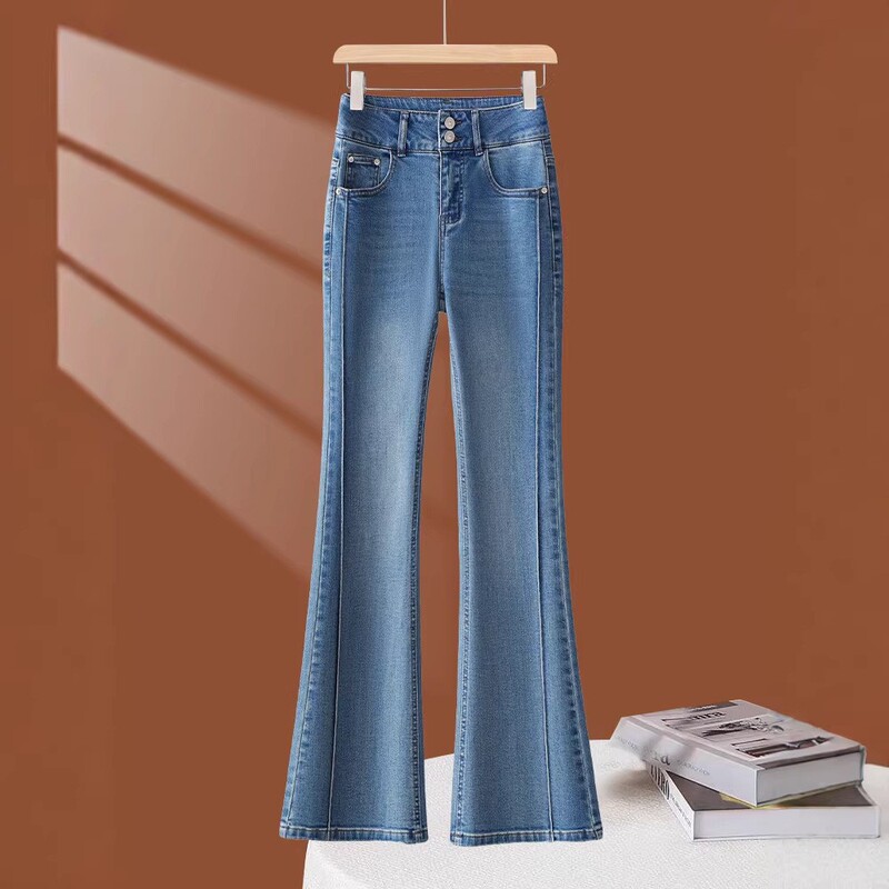 Super Stylish Light Blue Flared Jeans for Women, Spring and Autumn 2026 New High-Waisted Slim-Fit Petite Flared Pants Super Stylish Light Blue Flared Jeans for Women, Spring and Autumn 2026 New High-Waisted Slim-Fit Petite Flared Pants