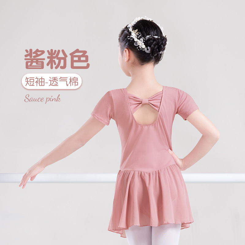 Ropa de baile para niños vestido de gasa vestido de princesa manga larga entrepierna abierta ropa de práctica de ballet ropa de baile para niños de primavera