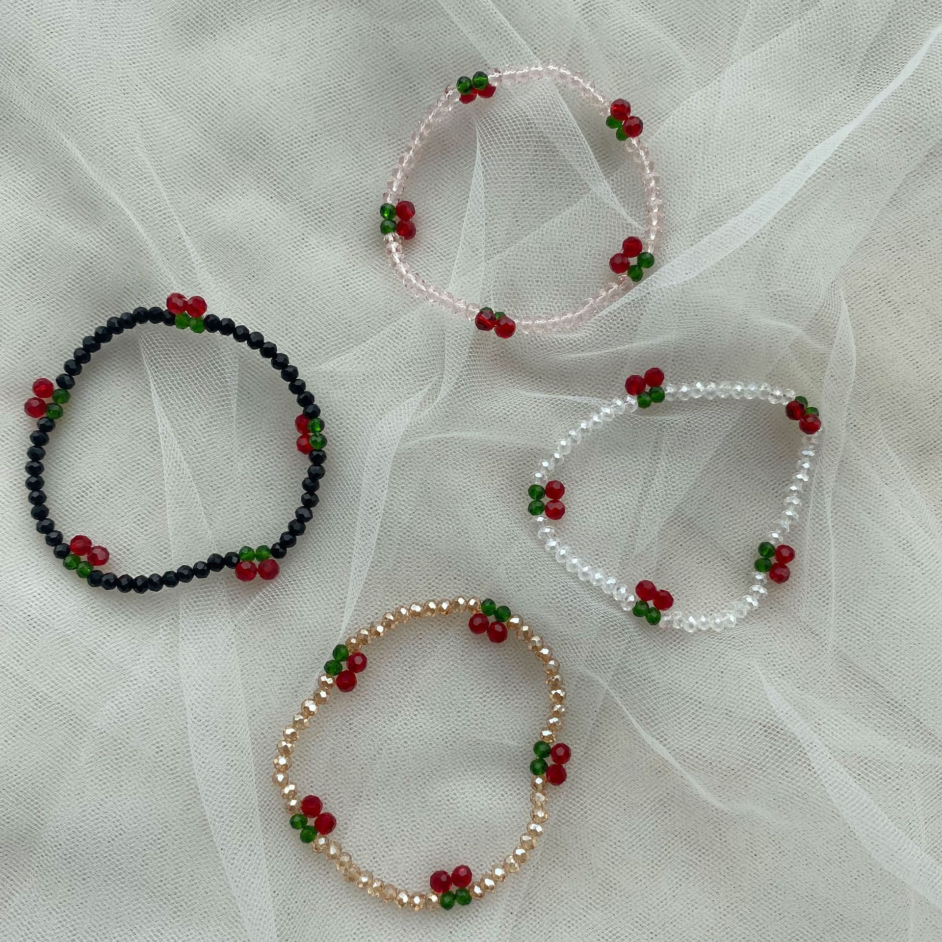 Sweet Flower Artificial Crystal Beaded Womenu0027S Bracelets