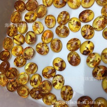批发天然琥珀戒面椭圆形戒面花珀蜜蜡通透花景美宝石镶嵌配件批发