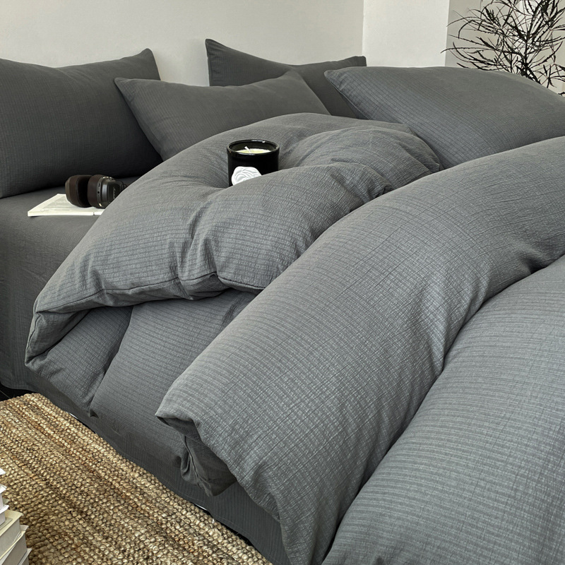 Classe A algodón puro sin impresión de aire cuatro piezas de ropa de cama de algodón lavable, cama de cama de algodón dormitorio de estudiantes de tres piezas