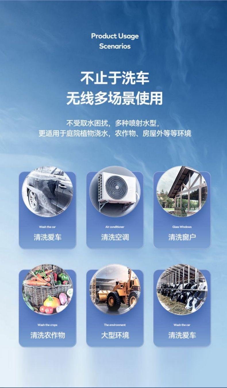 Wireless Car Wash Water Gun, Household Car Wash High-Pressure Water Gun, High-Power High-Pressure Car Wash Machine, Watering Flowers and Spraying Pesticides